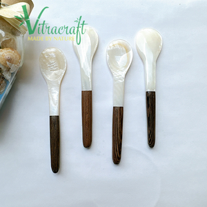 Une cuillère parfaite pour servir du caviar Combinaison unique de nacre et de bois naturel Cuillère à caviar faite à la main Taille 11.5cm - Product Image 3