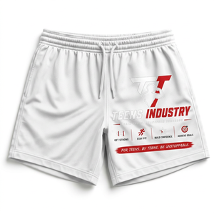 กางเกงขาสั้นออกกำลังกายผู้ชาย ยี่ห้อ Teens Industry ผ้าแห้งเร็ว เอวยางยืด สปอร์ต พิมพ์โลโก้ด้านหน้า สีสันตามสั่ง - Product Image 4