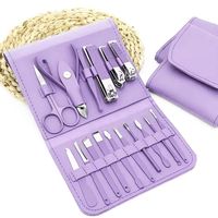 Kit de manucure et pédicure professionnel violet de haute qualité avec outils en acier inoxydable, accessoires durables et portables pour adultes, idéal pour les voyages