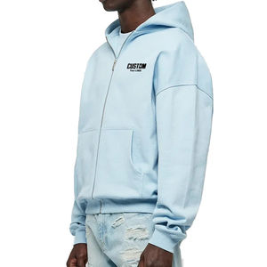 Sweat à capuche zippé pour homme en molleton bouclette 450 g/m², coupe oversize, coupe courte, coupe carrée, épaules tombantes, en coton, personnalisable, vente en gros - Product Image 2