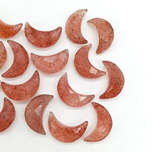 Cuentas de cuarzo fresa facetadas en forma de media luna para la elaboración de joyas, 12 mm, sueltas, talladas a mano, briolette de cuarzo rosa - Product Image 5