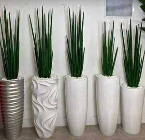 Jardinière rectangulaire haute en fibre de verre (FRP) avec trou de drainage, pot de jardin moderne noir pour décoration intérieure et extérieure, patio - Product Image 5