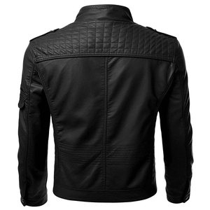 Men's Genuine Sheepskin <b>Leather</b> Winter <b>Retro</b> Slim Fit Biker Motorcycle <b>Jacket</b> Black Waterproof Eco-Friendly Thick - Product Image 4