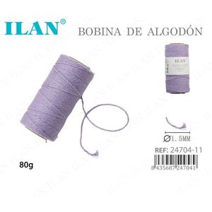 Bobina di Filo di Cotone Ilan 80g Viola Diametro 1,5mm per Cucito - Product Image 3