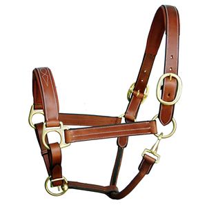 Horsekraft Licol pour cheval en cuir italien de haute qualité, rembourrage doux et confortable, personnalisable, triple couture, avec œillets en laiton pour selle anglaise - Product Image 1