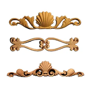 Onlay di Rosette in legno intagliato Appliques sculture in legno non verniciato decalcomanie per armadio