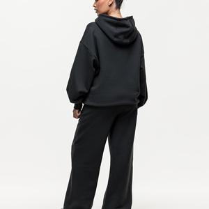 Custom Logo Workout Blank <b>Cropped</b> Hoodie Tracksuit Women Crop Top Hoodie and <b>Joggers</b> 2 Piece Set for Women - Product Image 2