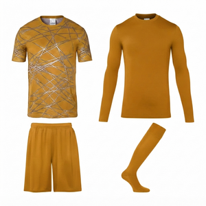 MANUFACTURER Vente en gros Ensemble de maillots de football unisexe bleu marine personnalisés Numéros d'équipe Impression numérique Taille élastique Séchage rapide 100% - Product Image 1