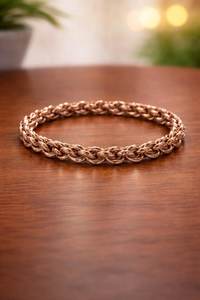 Bracelet en chaîne de cuivre tissé à la main, bijoux rustiques unisexes - Product Image 2