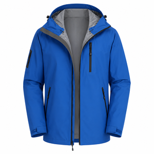 Chaqueta de Esquí Azul Impermeable para Hombre con Capucha y Cierre de Cremallera, Estilo Deportivo, Ropa de Invierno, Chaqueta de Montaña Personalizable al por Mayor - Product Image 2