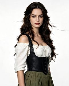 Corset en cuir noir pour femme avec nœud, laçage frontal, gaine amincissante, bustier, ceinture et bretelles - Product Image 3