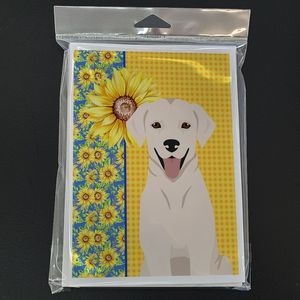 Summer Sunflowers Cream Labrador Retriever Pack 8 Lunatique A7 Taille 5x7 Blanc Cartes de vœux vierges avec enveloppes Cartes de note - Product Image 3