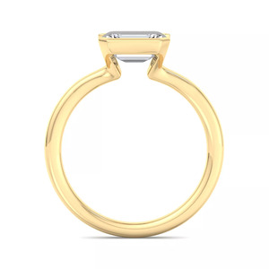 Bague solitaire sertie clos en diamant de laboratoire taille émeraude vintage certifié IGI, pour mariage, en or 10K 14K 18K ou argent 925 935, haute joaillerie - Product Image 3