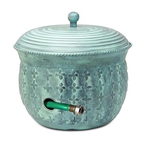 Support de rangement pour tuyau d'arrosage de jardin en fer de haute qualité, finition patine rustique, taille et couleur personnalisables, très vendu - Product Image 1