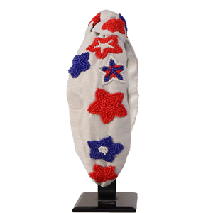 New Stylish Durable <b>Beaded</b> Star <b>Headband</b> for Women and Girls America Day Special White Padded Patriotic Fashion Hairband in 2026 - Product Image 1