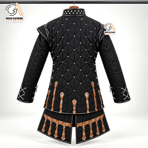 Hema Greek Clothing Apparel Men's Gothic Eco-Friendly Waterproof Breathable Fleece Quilted <b>Jacket</b> <b>Black</b> 100% Cotton Vintage - Product Image 2