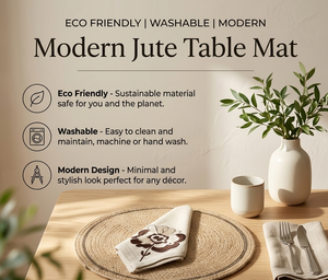 Hot Selling <b>Jute</b> Bohemian Table Mat Napkin Set | Handmade Eco Friendly <b>Placemat</b> | Washable Non-Slip | Dining Table Decor | - Product Image 2