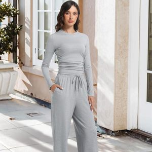 New Design Ladies Long Sleeve Top with Pants Matching <b>Set</b> Soft Comfortable Fabric Women Co Ord Outfit Daily Wear Clothing <b>Set</b> - Product Image 4