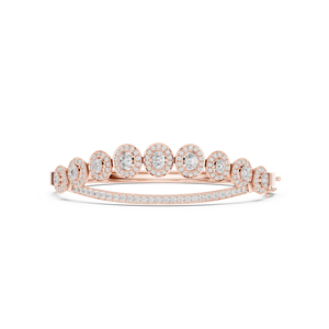 Luxury Rose Gold Lab Grown Diamond Oval Halo <b>Bangle</b> <b>Bracelet</b> for Women Pavé Diamond Fine Jewelry - Product Image 2