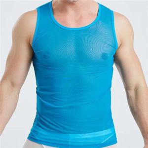 Débardeur côtelé personnalisé pour homme, col rond, uni, basique, sous-vêtement de fitness - Product Image 6