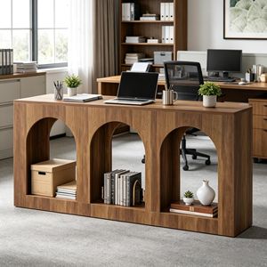 Table console longue en bois rustique et industriel vintage avec rangement pour salon, villa, table basse contemporaine minimaliste, décoration intérieure - Product Image 6