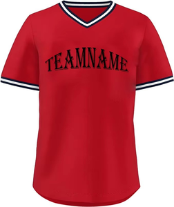 <b>Baseball</b> V Neck Shirt Short Sleeve Breathable 100%Polyester Mesh Moisture Wicking Pullover Youth Teams Training Wear Jersey - Product Image 2