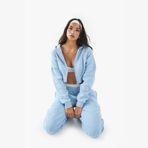 High Quality Winter Knitted 100% Cotton Women's <b>Zipper</b> Hoodies Custom Crop <b>Top</b> Gym Wear Casual - Product Image 1