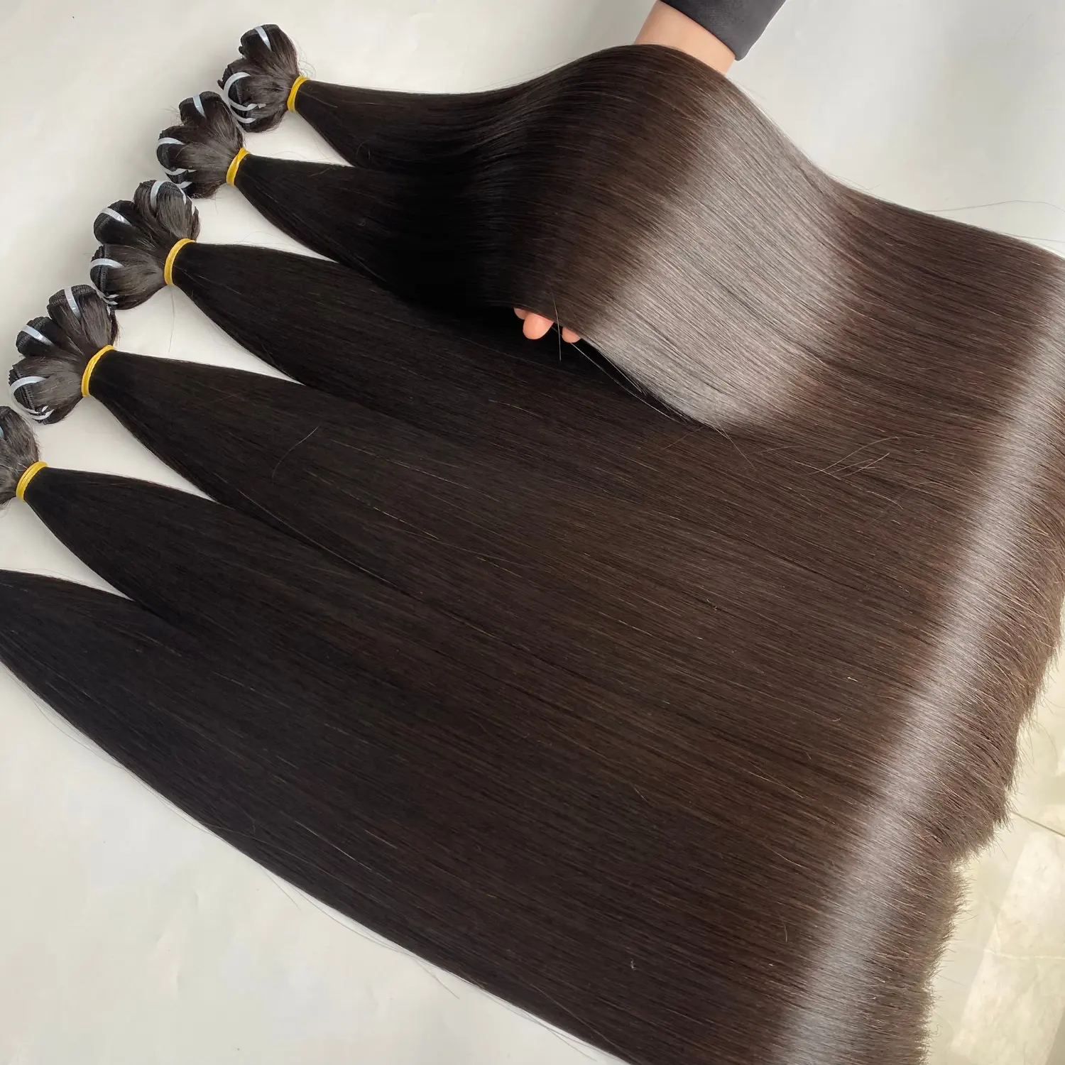 Grade 12A ekstensi rambut manusia lurus tulang tarik Super ganda mentah tidak diproses kualitas terbaik rambut tanpa campuran tanpa sintetis