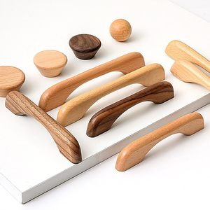 Minimalist Solid Wood Cabinet Hardware <b>Handles</b> and Knobs for Kitchen Drawers Wardrobes and Furniture <b>Doors</b> Wooden Cabinet <b>Pulls</b> - Product Image 1
