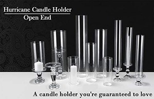 Porte-bougie en verre transparent à cheminée haute et personnalisée de 2,5 po de largeur x 14 po de hauteur avec deux côtés ouverts et un cache-tube pare-vent - Product Image 6
