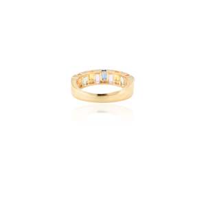 14K Solid Gold Multi Sapphire Diamond Half Eternity Wedding Band - Product Image 4