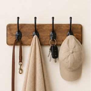 Rustic Wall Mounted Coat Rack With 4 Heavy Duty Metal Hooks Wooden Entryway Key <b>Holder</b> And <b>Hat</b> Organizer For Living Room - Product Image 6