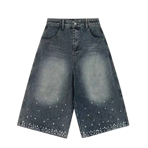 Pantalones Cortos Bermuda de Mezclilla para Hombre, Cintura Alta, Color Sólido, Estilo Casual, Tejido 100% Algodón, Transpirable, para Verano - Product Image 5