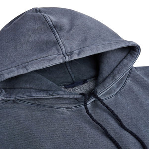 Men's <b>Navy</b> Blue Hooded Sweatshirt Regular Fit Solid Color Casual Knitted Cotton With Pocket Autumn Wear - Product Image 5