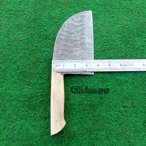 Couteau de boucher professionnel en acier Damas écologique, forgé à la main, pour viande et légumes, avec manche intégral en os de chameau - Product Image 5