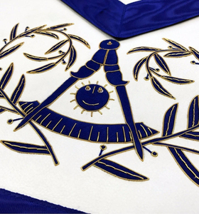 Delantal Masónico de Past Master para Logia Azul, Bordado a Mano en Azul y Dorado, Durabilidad, Presentación Profesional, Venta al por Mayor - Product Image 5