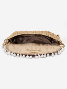 Sac bandoulière bohème en raphia fait main, sac à l'épaule en paille tressée avec perles, sac de plage d'été – Vente en gros Fabricant - Product Image 3