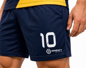 ชุดฟุตบอลสั่งทำ SINEWY SPORTS สำหรับผู้ชาย สีกรมท่า-เหลือง พิมพ์ลายแบบ Sublimation ระบายเหงื่อได้ดี แขนสั้น ชุดทีม - Product Image 5