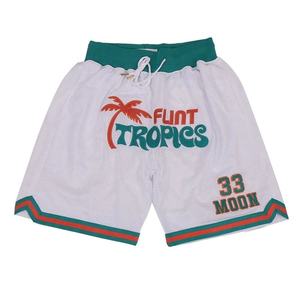 Shorts de sport décontractés pour hommes en maille noire, coupe ample, respirants, avec imprimé palmier par transfert thermique, style athlétique et streetwear - Product Image 6