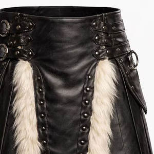 Kilt de cuero auténtico negro para hombre con ribete de piel sintética, falda de cuero estilo vikingo, kilt de guerrero gótico hecho a mano - Product Image 3