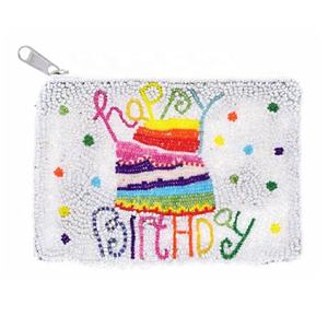 Porte-monnaie miniature brodé à la main avec lettres perlées, fermeture éclair, pochette de luxe créative et écologique pour clés, argent liquide, cartes, maquillage, idéal comme cadeau - Product Image 5