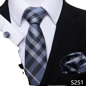 Fashion Dropshipping Holiday Gift <b>Tie</b> Pocket Squares Cufflink <b>Set</b> Necktie Dark Grey Dot Man Wedding Accessories Performance - Product Image 6
