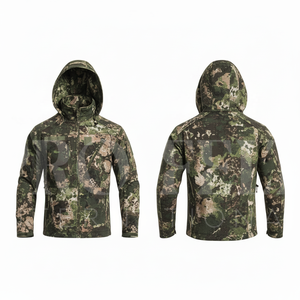 Veste à capuche camouflage en softshell sur mesure, fermeture éclair intégrale, coupe-vent, design personnalisé, manteau léger à capuche - Product Image 5