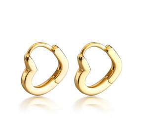 Mini boucles d'oreilles en forme de cœur en argent sterling 925 plaqué or, bijoux romantiques délicats pour mariage, cadeau pour femmes - Product Image 2