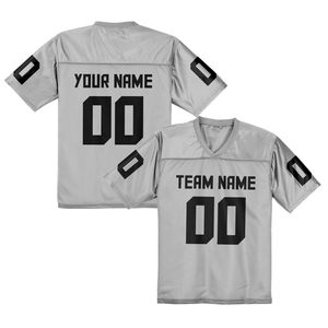 Custom Gray American Football Jersey V-Neck Short Sleeve Mesh Breathable 100% Polyester Sublimation Transfer Print Team <b>Name</b> - Product Image 1