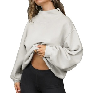 Women's Casual Oversized Turtleneck Pullover Hoodies <b>Sweatshirts</b> <b>Long</b> Sleeve Eco-Friendly Cotton Fleece Autumn - Product Image 1