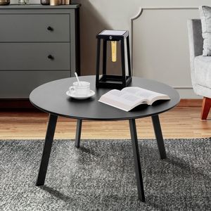 Tavolo in metallo da esterno resistente alle intemperie da 27.5 pollici con struttura in ferro da caffè bistrot per Patio giardino giardino ponte di colore nero - Product Image 1