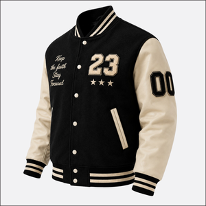 Custom Breathable Finished Varsity <b>Jacket</b> Black for Embroidered 23 <b>Stars</b> Letterman Men's Casual Spring Streetwear - Product Image 4