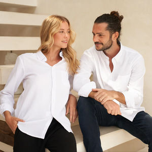 Camisa de Esmoquin Formal Unisex BEAM, Cuello Mao, 60% Algodón, 40% Tejido de Punto, Transpirable, Ecológica, 220g - Product Image 4