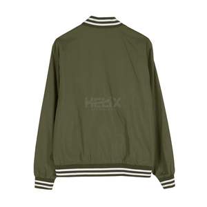 Vestes universitaires classiques en côtelé léger vert olive, design personnalisé sur le devant, coupe-vent, respirant, en cuir véritable - Product Image 2